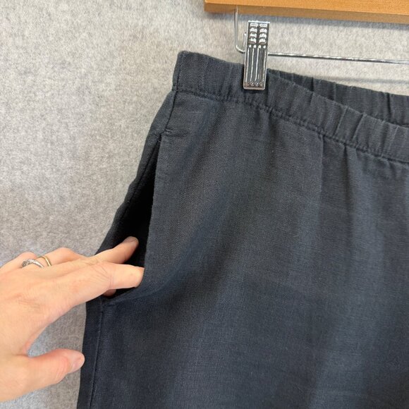 J. Jill Womens Black Linen Pants Pull On Elastic Waist Capri Size Small Petite - Picture 5 of 12